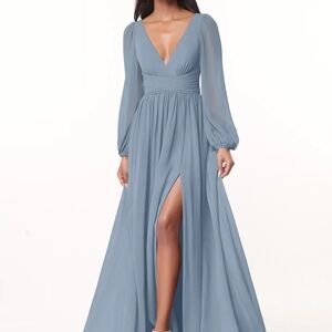 Azazie Blue Long Sleeve bridesmaid dress